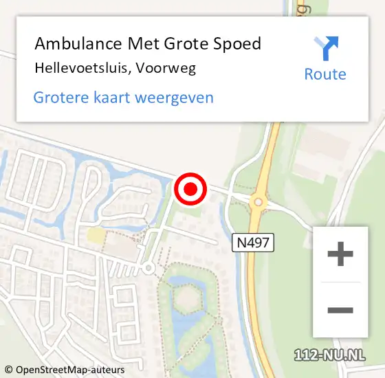 Locatie op kaart van de 112 melding: Ambulance Met Grote Spoed Naar Hellevoetsluis, Voorweg op 22 september 2022 15:19