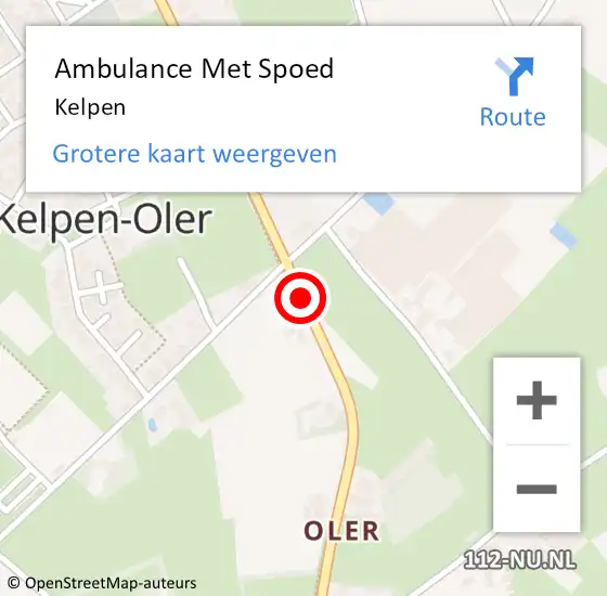 Locatie op kaart van de 112 melding: Ambulance Met Spoed Naar Kelpen op 22 september 2022 16:21