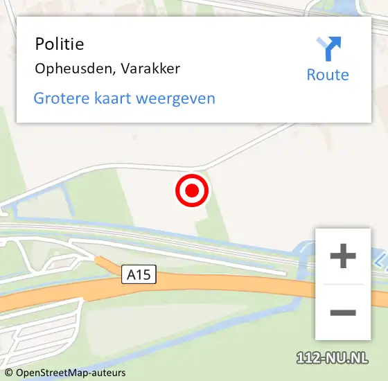 Locatie op kaart van de 112 melding: Politie Opheusden, Varakker op 22 september 2022 16:48