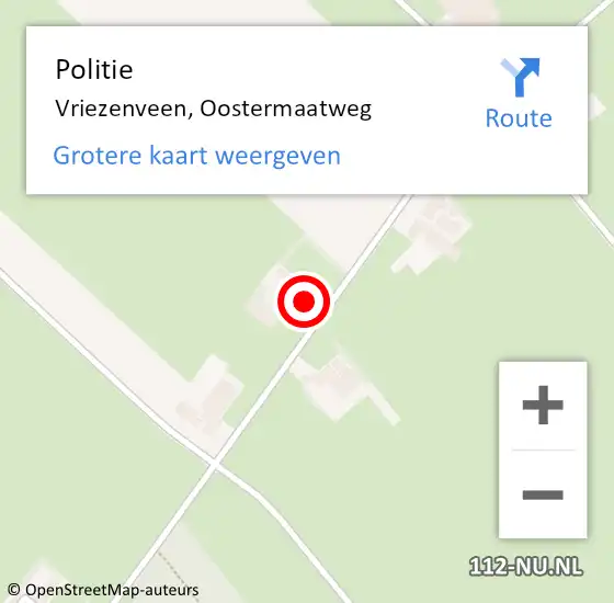 Locatie op kaart van de 112 melding: Politie Vriezenveen, Oostermaatweg op 22 september 2022 17:49