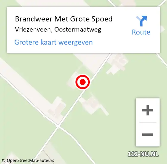 Locatie op kaart van de 112 melding: Brandweer Met Grote Spoed Naar Vriezenveen, Oostermaatweg op 22 september 2022 17:49