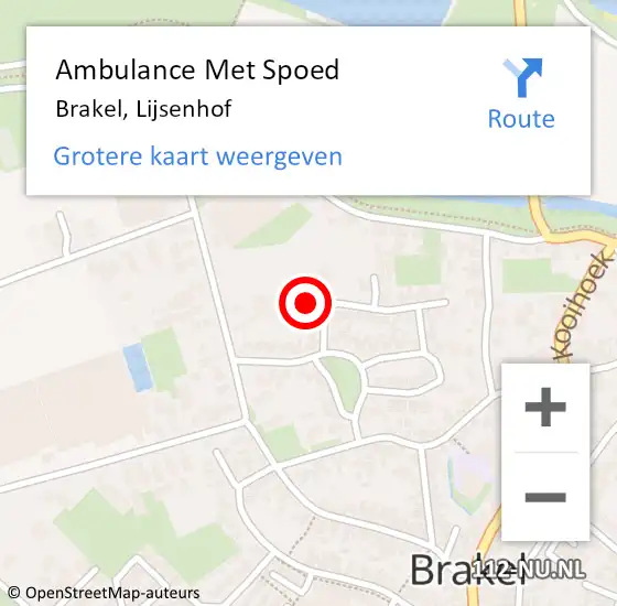 Locatie op kaart van de 112 melding: Ambulance Met Spoed Naar Brakel, Lijsenhof op 22 september 2022 18:49