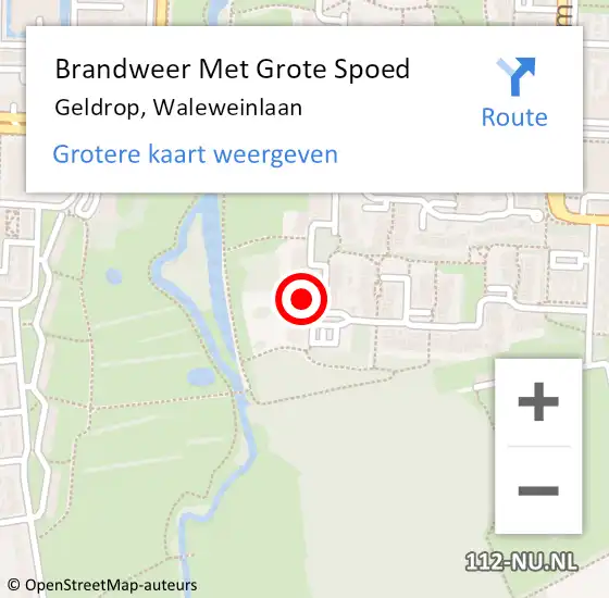 Locatie op kaart van de 112 melding: Brandweer Met Grote Spoed Naar Geldrop, Waleweinlaan op 22 september 2022 19:28