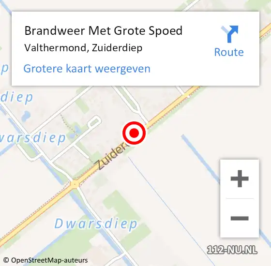 Locatie op kaart van de 112 melding: Brandweer Met Grote Spoed Naar Valthermond, Zuiderdiep op 22 september 2022 20:08