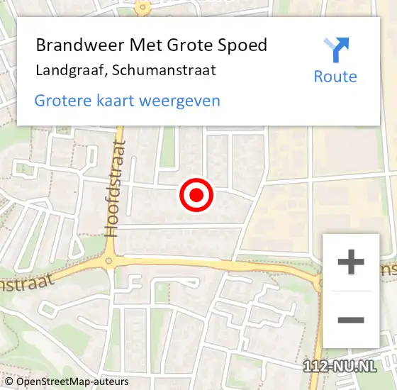 Locatie op kaart van de 112 melding: Brandweer Met Grote Spoed Naar Landgraaf, Schumanstraat op 22 september 2022 22:16