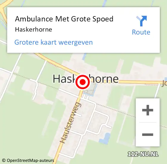 Locatie op kaart van de 112 melding: Ambulance Met Grote Spoed Naar Haskerhorne op 23 september 2022 01:43