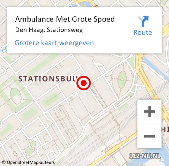 Locatie op kaart van de 112 melding: Ambulance Met Grote Spoed Naar Den Haag, Stationsweg op 23 september 2022 01:57