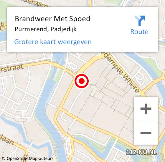 Locatie op kaart van de 112 melding: Brandweer Met Spoed Naar Purmerend, Padjedijk op 23 september 2022 03:37