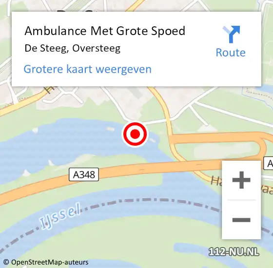 Locatie op kaart van de 112 melding: Ambulance Met Grote Spoed Naar De Steeg, Oversteeg op 23 september 2022 06:02