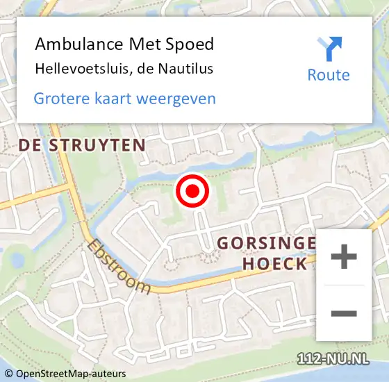 Locatie op kaart van de 112 melding: Ambulance Met Spoed Naar Hellevoetsluis, de Nautilus op 23 september 2022 07:43