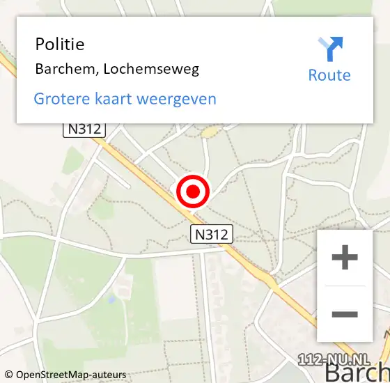 Locatie op kaart van de 112 melding: Politie Barchem, Lochemseweg op 23 september 2022 07:56