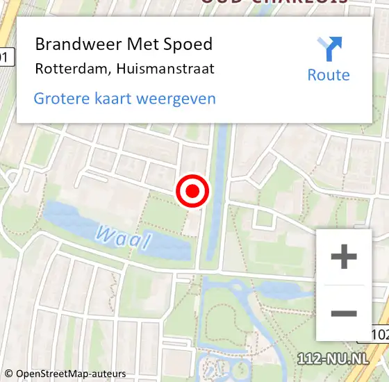 Locatie op kaart van de 112 melding: Brandweer Met Spoed Naar Rotterdam, Huismanstraat op 23 september 2022 09:10