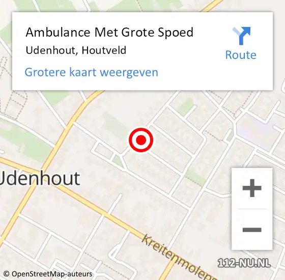 Locatie op kaart van de 112 melding: Ambulance Met Grote Spoed Naar Udenhout, Houtveld op 10 oktober 2013 03:15