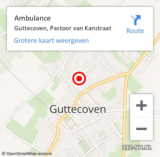 Locatie op kaart van de 112 melding: Ambulance Guttecoven, Pastoor van Kanstraat op 30 juli 2014 08:54