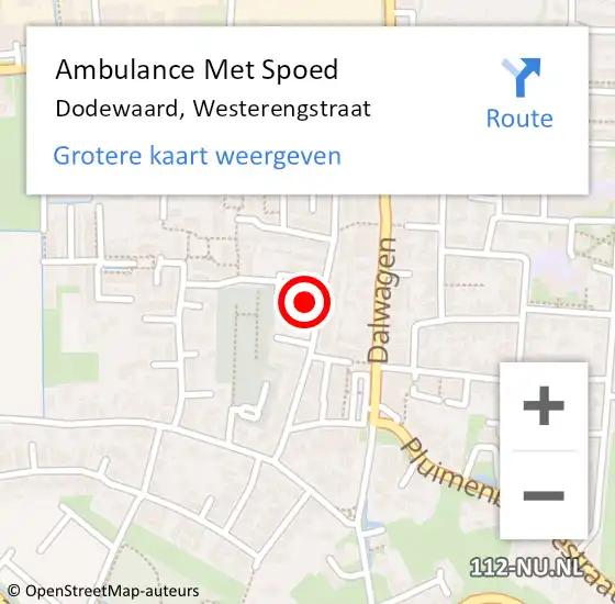Locatie op kaart van de 112 melding: Ambulance Met Spoed Naar Dodewaard, Westerengstraat op 23 september 2022 11:01