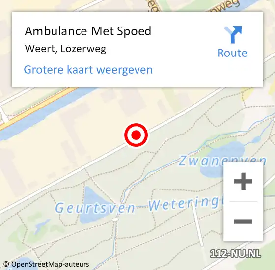 Locatie op kaart van de 112 melding: Ambulance Met Spoed Naar Weert, Lozerweg op 23 september 2022 12:59
