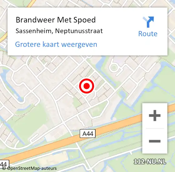 Locatie op kaart van de 112 melding: Brandweer Met Spoed Naar Sassenheim, Neptunusstraat op 23 september 2022 13:03