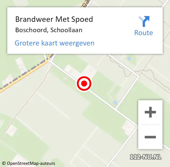 Locatie op kaart van de 112 melding: Brandweer Met Spoed Naar Boschoord, Schoollaan op 23 september 2022 13:28