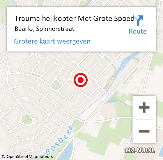 Locatie op kaart van de 112 melding: Trauma helikopter Met Grote Spoed Naar Baarlo, Spinnerstraat op 23 september 2022 15:03