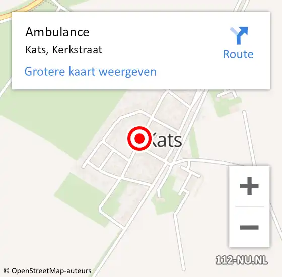 Locatie op kaart van de 112 melding: Ambulance Kats, Kerkstraat op 30 juli 2014 09:34