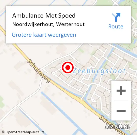 Locatie op kaart van de 112 melding: Ambulance Met Spoed Naar Noordwijkerhout, Westerhout op 23 september 2022 15:25