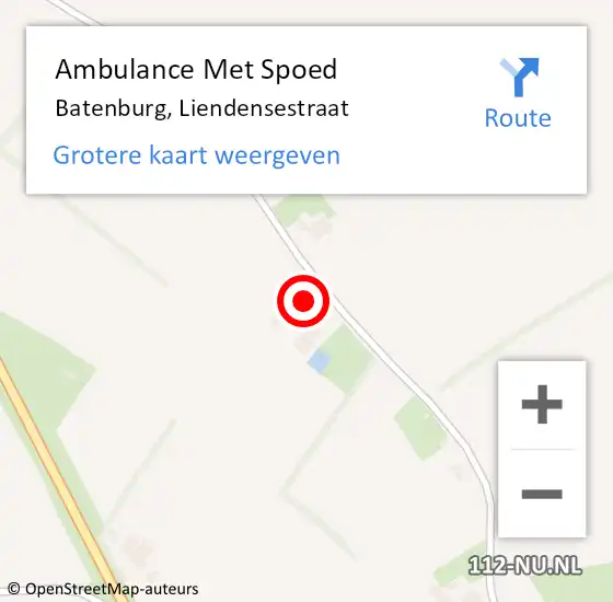 Locatie op kaart van de 112 melding: Ambulance Met Spoed Naar Batenburg, Liendensestraat op 23 september 2022 15:42