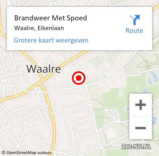 Locatie op kaart van de 112 melding: Brandweer Met Spoed Naar Waalre, Eikenlaan op 23 september 2022 16:10