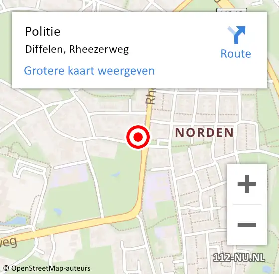 Locatie op kaart van de 112 melding: Politie Diffelen, Rheezerweg op 23 september 2022 16:16