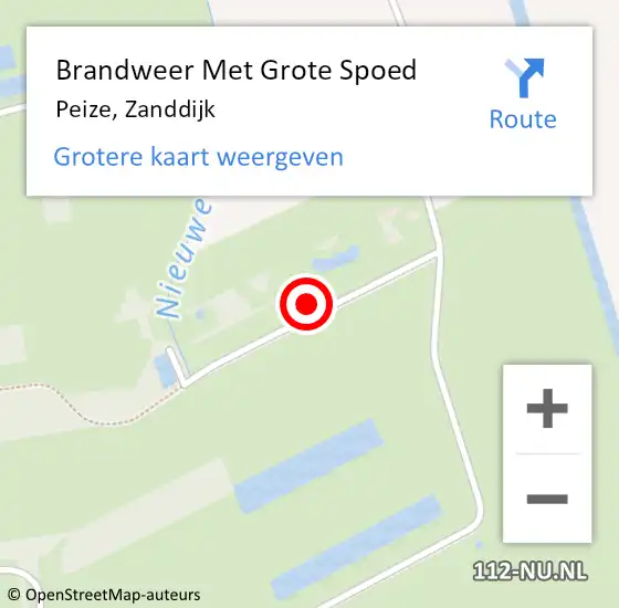 Locatie op kaart van de 112 melding: Brandweer Met Grote Spoed Naar Peize, Zanddijk op 23 september 2022 16:28