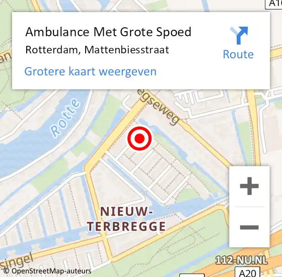 Locatie op kaart van de 112 melding: Ambulance Met Grote Spoed Naar Rotterdam, Mattenbiesstraat op 23 september 2022 17:37