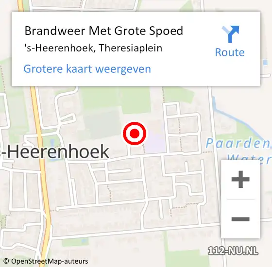 Locatie op kaart van de 112 melding: Brandweer Met Grote Spoed Naar 's-Heerenhoek, Theresiaplein op 23 september 2022 18:25