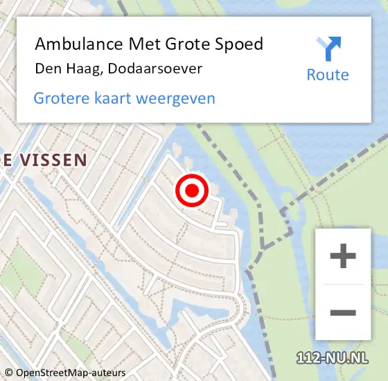 Locatie op kaart van de 112 melding: Ambulance Met Grote Spoed Naar Den Haag, Dodaarsoever op 23 september 2022 19:15