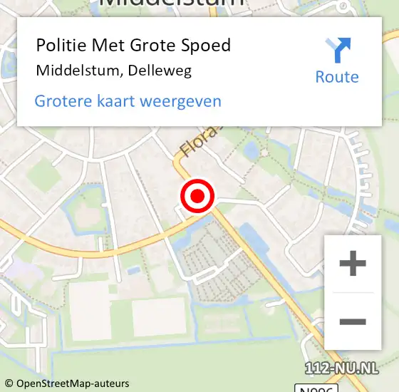 Locatie op kaart van de 112 melding: Politie Met Grote Spoed Naar Middelstum, Delleweg op 23 september 2022 21:26