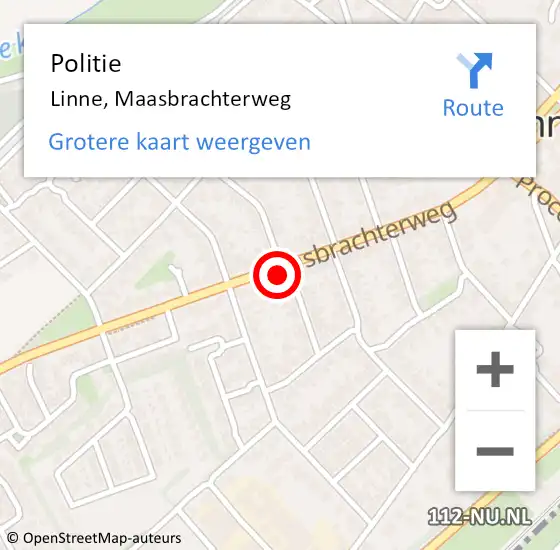 Locatie op kaart van de 112 melding: Politie Linne, Maasbrachterweg op 24 september 2022 01:57