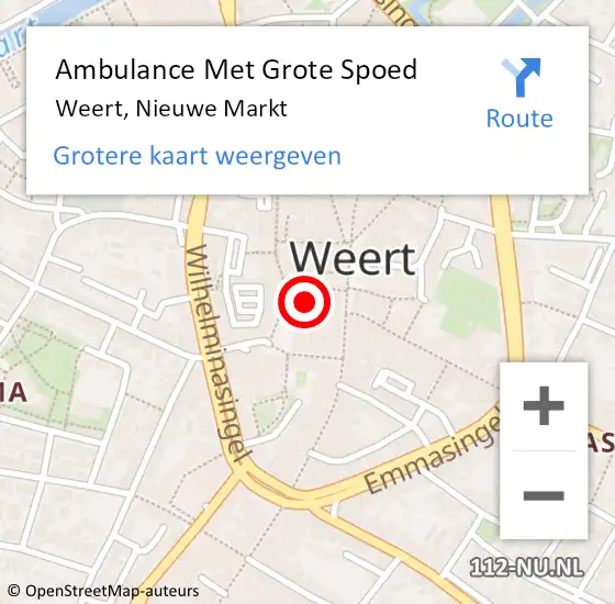 Locatie op kaart van de 112 melding: Ambulance Met Grote Spoed Naar Weert, Nieuwe Markt op 24 september 2022 02:00