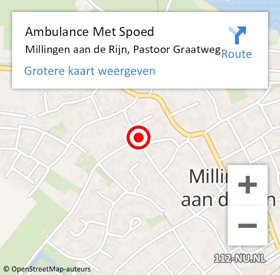 Locatie op kaart van de 112 melding: Ambulance Met Spoed Naar Millingen aan de Rijn, Pastoor Graatweg op 24 september 2022 06:02