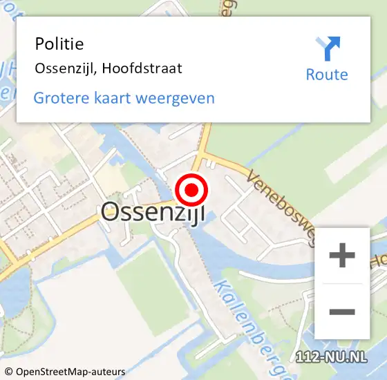 Locatie op kaart van de 112 melding: Politie Ossenzijl, Hoofdstraat op 24 september 2022 09:44
