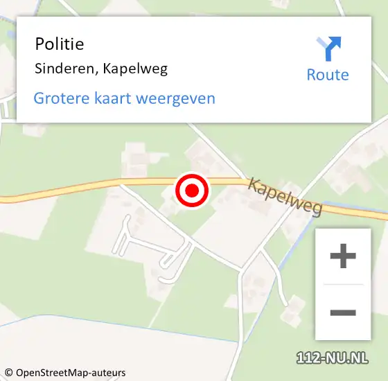 Locatie op kaart van de 112 melding: Politie Sinderen, Kapelweg op 24 september 2022 09:45