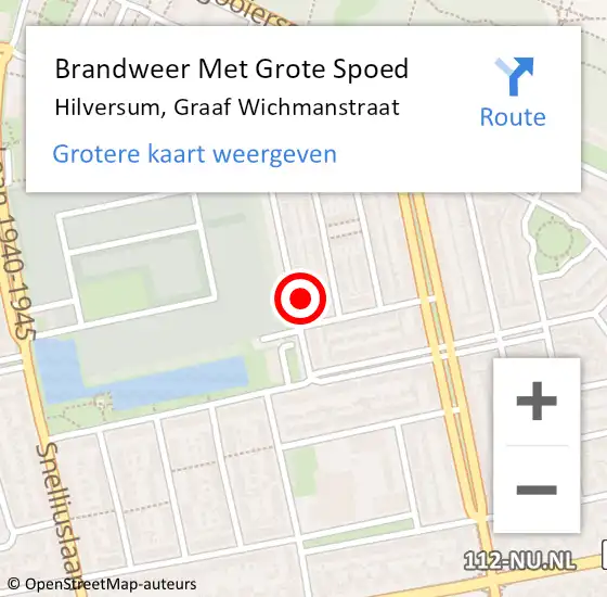 Locatie op kaart van de 112 melding: Brandweer Met Grote Spoed Naar Hilversum, Graaf Wichmanstraat op 24 september 2022 10:16