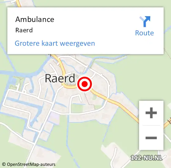 Locatie op kaart van de 112 melding: Ambulance Raerd op 24 september 2022 11:28