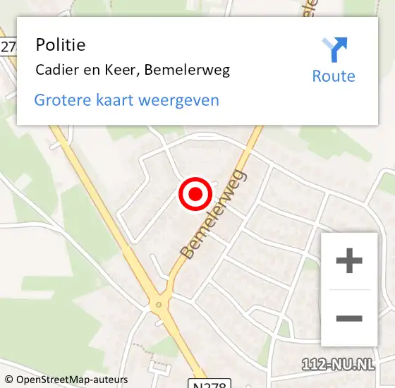 Locatie op kaart van de 112 melding: Politie Cadier en Keer, Bemelerweg op 24 september 2022 12:02