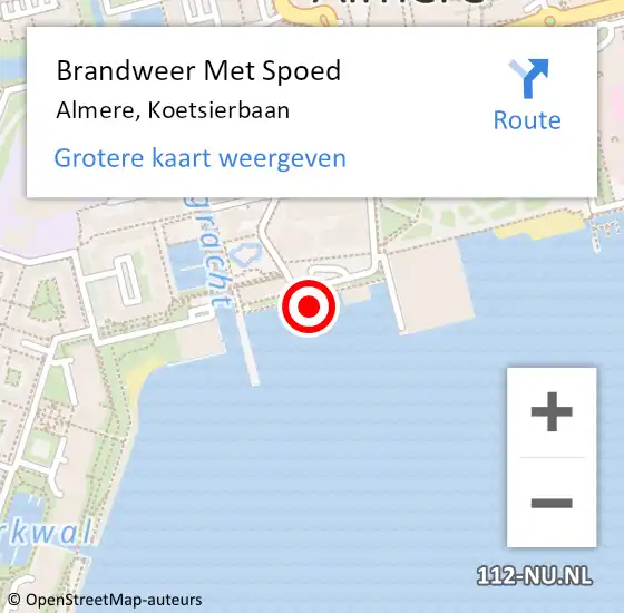 Locatie op kaart van de 112 melding: Brandweer Met Spoed Naar Almere, Koetsierbaan op 24 september 2022 12:58