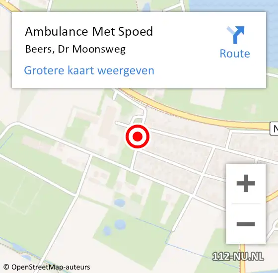Locatie op kaart van de 112 melding: Ambulance Met Spoed Naar Beers, Dr Moonsweg op 24 september 2022 16:01