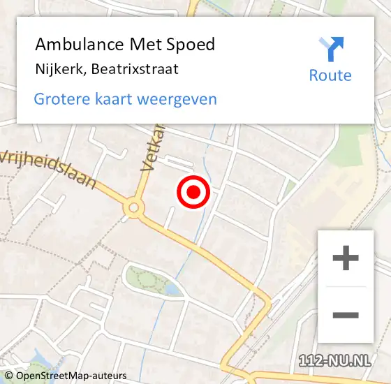Locatie op kaart van de 112 melding: Ambulance Met Spoed Naar Nijkerk, Beatrixstraat op 24 september 2022 17:42