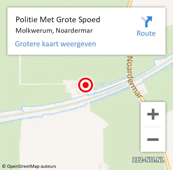 Locatie op kaart van de 112 melding: Politie Met Grote Spoed Naar Molkwerum, Noardermar op 24 september 2022 18:32
