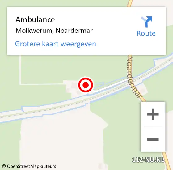 Locatie op kaart van de 112 melding: Ambulance Molkwerum, Noardermar op 24 september 2022 18:36