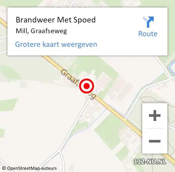 Locatie op kaart van de 112 melding: Brandweer Met Spoed Naar Mill, Graafseweg op 24 september 2022 19:06