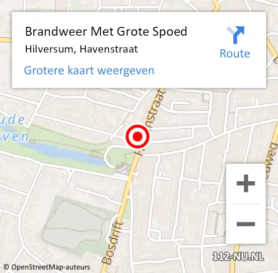 Locatie op kaart van de 112 melding: Brandweer Met Grote Spoed Naar Hilversum, Havenstraat op 25 september 2022 01:40