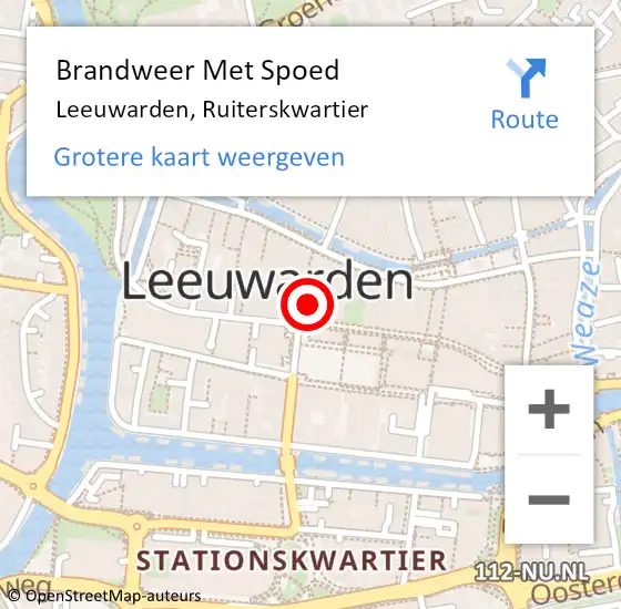 Locatie op kaart van de 112 melding: Brandweer Met Spoed Naar Leeuwarden, Ruiterskwartier op 25 september 2022 01:43