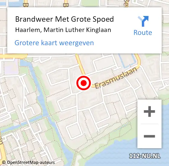 Locatie op kaart van de 112 melding: Brandweer Met Grote Spoed Naar Haarlem, Martin Luther Kinglaan op 25 september 2022 03:44